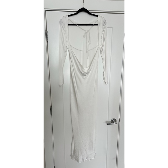 Revolve Bardot River Bias Dress | long sleeve white dress - Picture 4 of 5